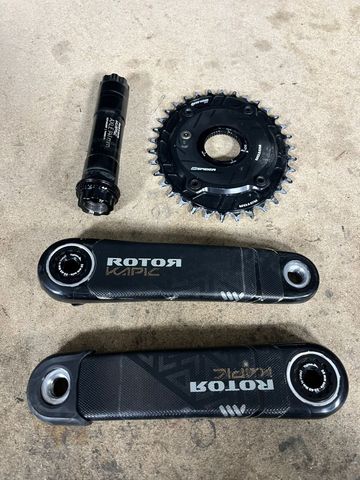Used 2024 Rotor Kapic Carbon Crankset with Power Meter Drivetrain & Pedals