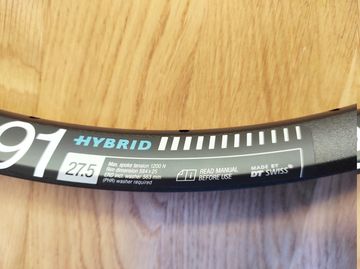 Used Dt Swiss Rim 27.5" HX 491 Hybrid 32 Holes 25mm incl. Nipples Washers bike — image 4 of 13