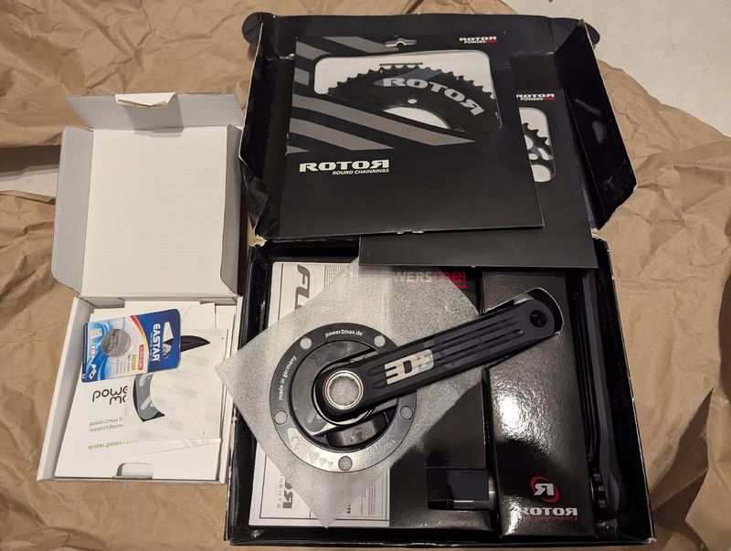 Używany Rotor Power2max 3D+ Crankset 175mm Drivetrain & Pedals