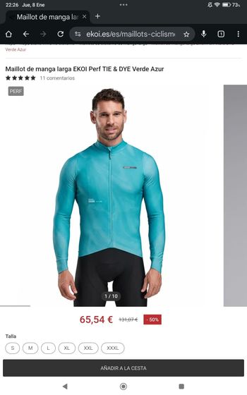 2025, Maillot de manga larga EKOI Perf TIE & DYE Verde Azur - Talla : XL