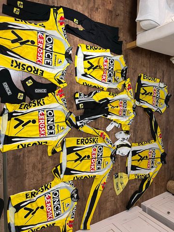 Used 2001 Once Eroski set of jerseys, jacket, gilets, accesories and sunglasses Cycling Clothing