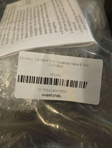Used Shimano 105 HB-R7070 Front Hub 12x100mm 36H bike — image 2 of 7