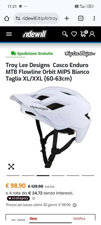 Troy Lee Designs, Casco Enduro MTB Flowline Orbit MIPS Bianco XL/XXL