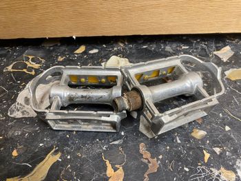 Used Sakae SP-154 Pedals 9/16" Silver Aluminum 1980 bike — image 1 of 8