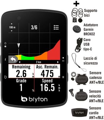 Bryton, Rider 650T, Con Kit Dual Sensor e HRM