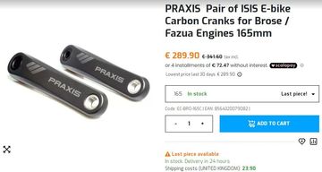 Použité Praxis Works Coppia Pedivelle Carbonio E-bike ISIS 165mm EC Bro - 160C bike — obrázek 9 z 9