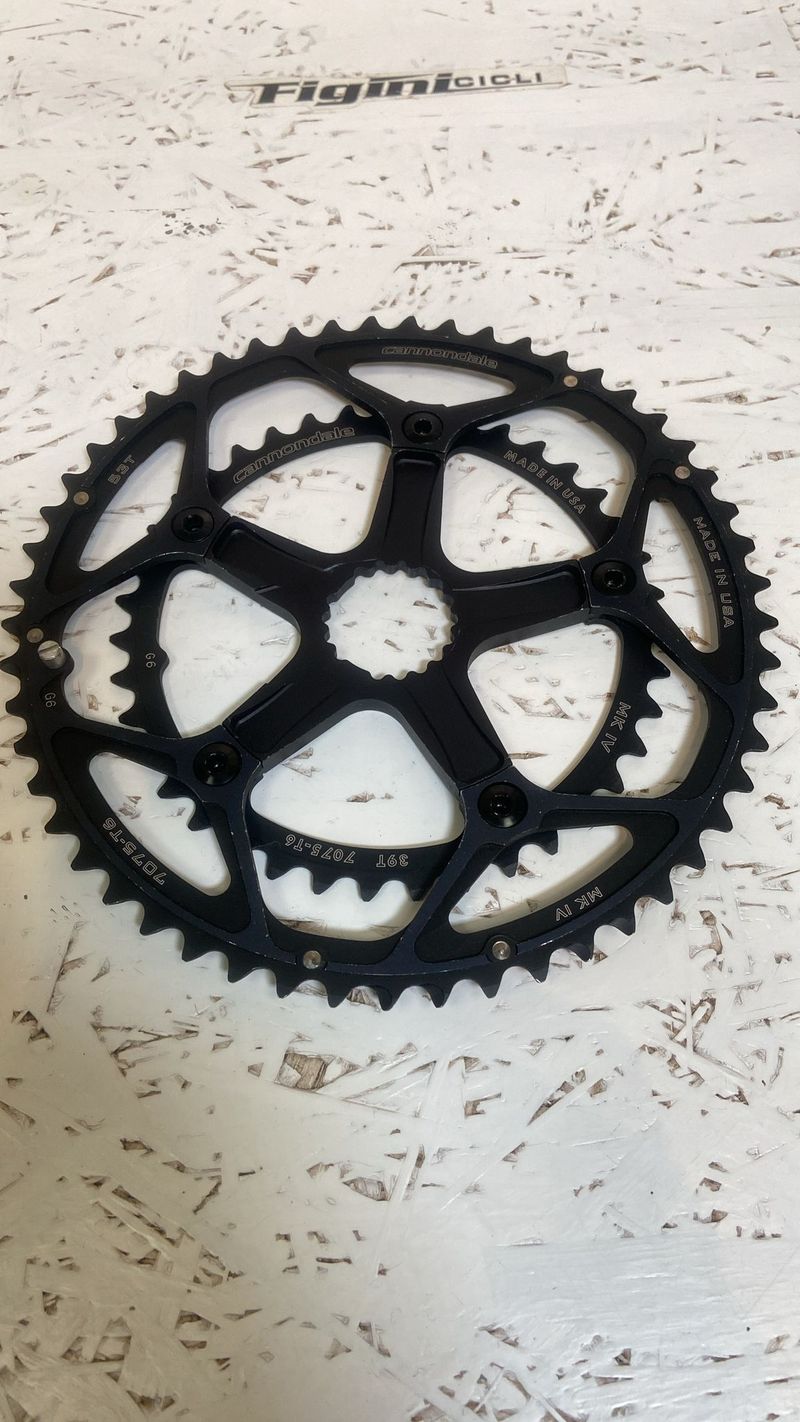 Tweedehands Cannondale Corone Hollowgram 53/39 HANDMADE USA MK4 Drivetrain & Pedals