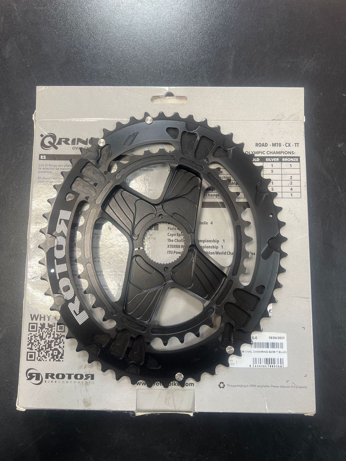 Rotor Q Rings DM Oval Chainring 52/36 T Black 2021