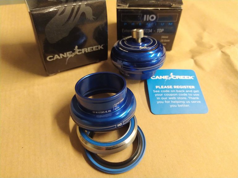 Used Cane Creek Very rare NOS CANE CREEK 110 34/28.6 EC34/30 Complete Headset Made in USA Blue bike — image 3 of 4