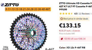 Używany Sunshine 9-46T Cassette 12-speed XD 2026 bike — zdjęcie 3 z 3