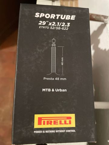 Used Pirelli Sportube 29” x 2.1/2.3 Presta 48mm Tyres & Tubes