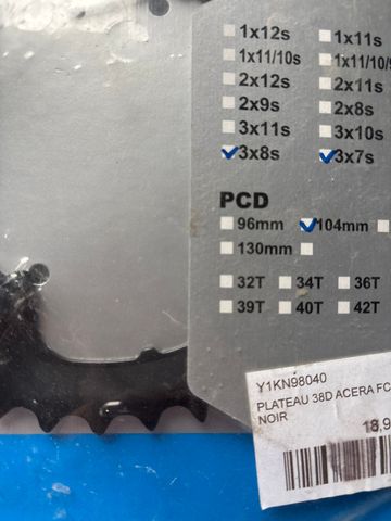 Tweedehands Shimano 38T Chainring bike — afbeelding 2 van 2