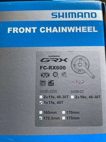 Tweedehands Shimano Front Chainwheel GRX FC-RX600 1x11s 40T 172.5mm Drivetrain & Pedals
