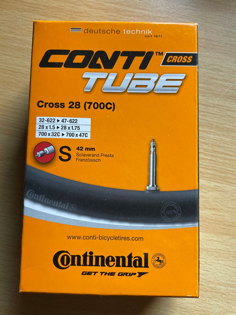 Tweedehands Continental ContiTube Cross 28 (700C) Presta 42mm Tyres & Tubes