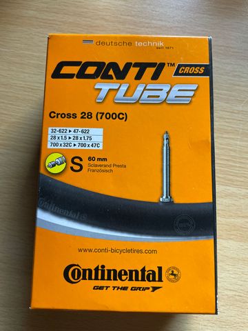 Brugt Continental ContiTube Cross 28 (700C) Presta 60mm Tyres & Tubes