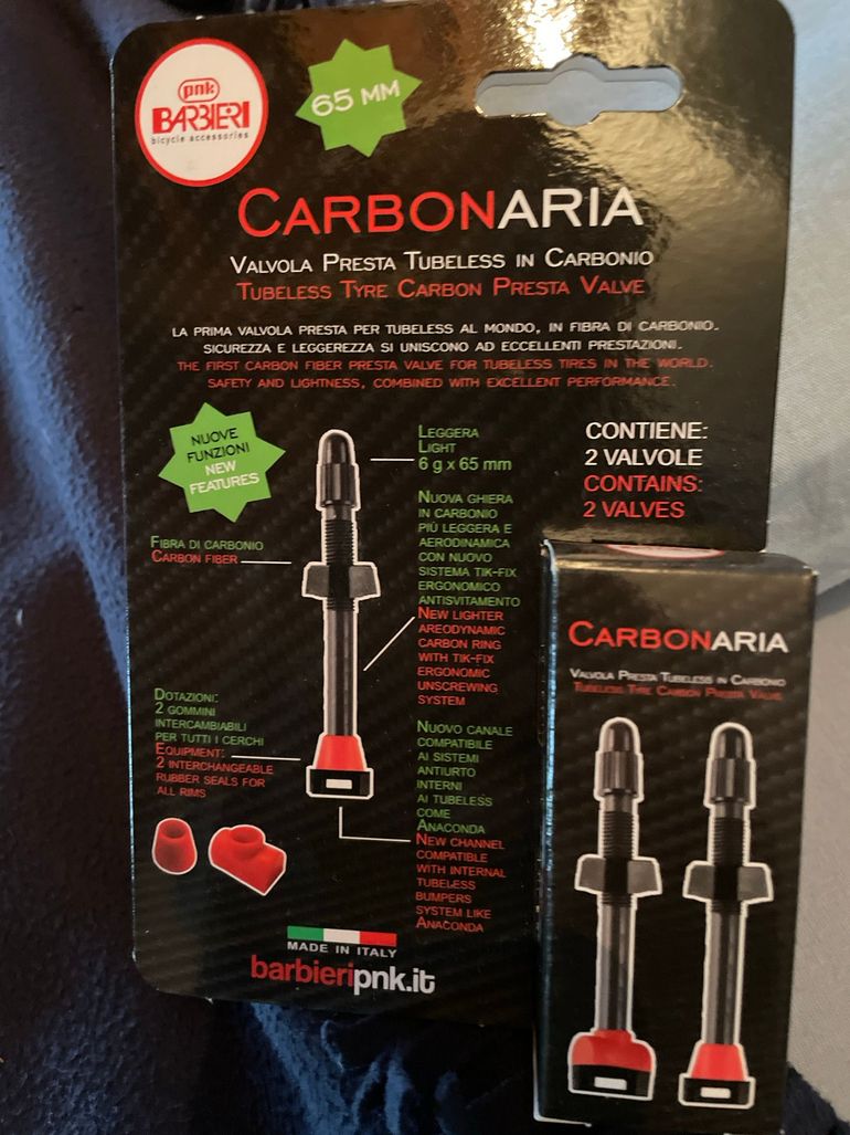 Used BARBIERI PNK PNKCARBONARIA Valvola Presta Tubeless 65mm bike — image 1 of 2