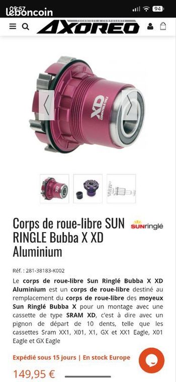 Sunringle, Bubba X SRAM XD Freehub Body