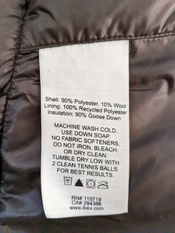Käytetty Ibex Full Zip Goose Down Puffer Jacket bike — kuva 8 / 8