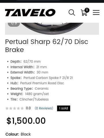 Tavelo Pertual SHARP Carbon Road Wheelset 2025 Wheels d'occasion