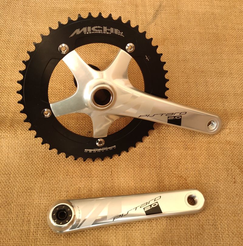 Tweedehands Miche Pistard 2.0 Pista Track Fixed Gear Crankset 144BCD 170mm 49t 1/8 & BB 2024 Drivetrain & Pedals