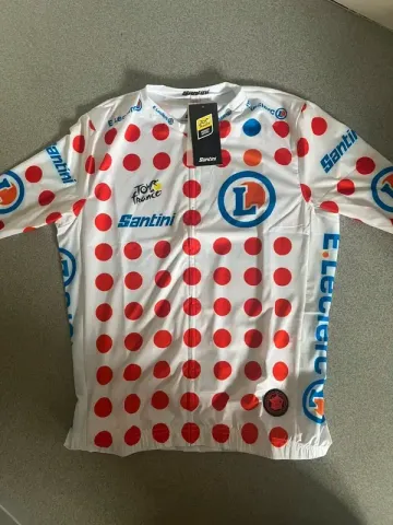 Santini Maillot de cyclisme à pois rouge officiel Tour de France Cycling Clothing d'occasion