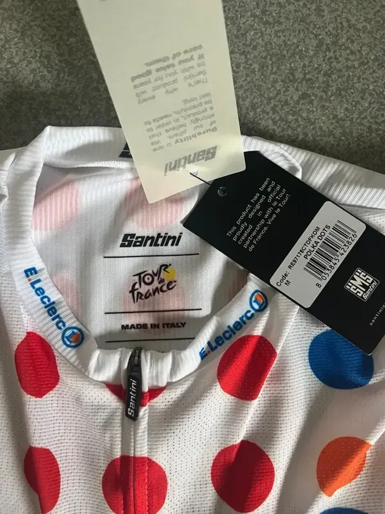 Used Santini Maillot de cyclisme à pois rouge officiel Tour de France bike — image 3 of 4