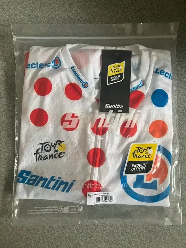 Used Santini Maillot de cyclisme à pois rouge officiel Tour de France bike — image 2 of 4