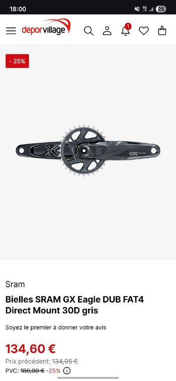 Used Sram GX Eagle DUB FAT 4 175 mm 2026 bike