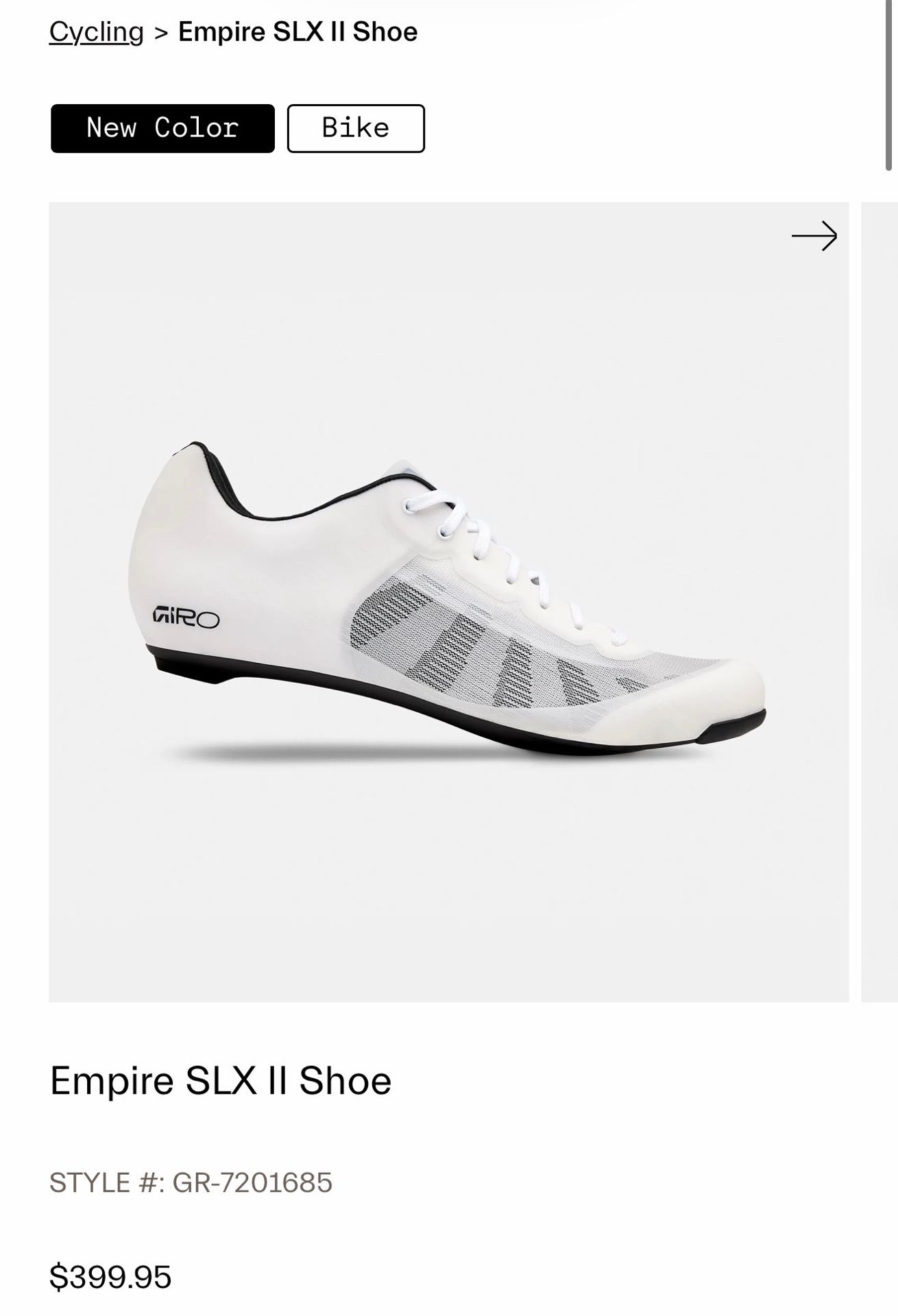 Giro Empire SLX II Carbon Road Cycling Shoes White Size 41 EU Giro Empire SLX II Carbon Road Cycling Shoes White Size 41 EU