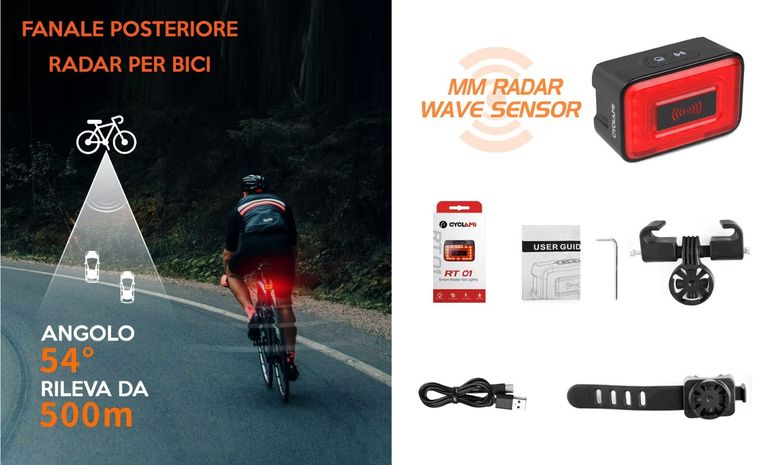Used CYCLAMY Fanale Posteriore Radar per Bici freno a onde millimetriche super luminoso CYCLAMI bike — image 1 of 3