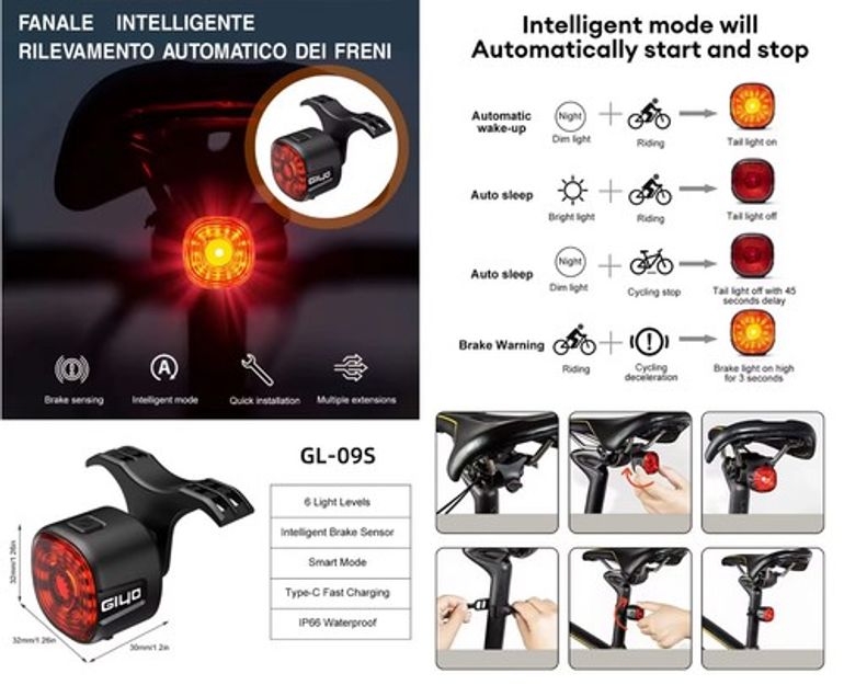 Used giyo Fanale posteriore per bici con rilevamento automatico dei freni bike — image 2 of 2