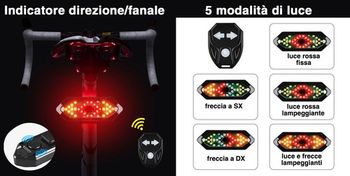 Used senza marca generico Indicatori di direzione luci e suono con telecomando ricaricabili USB bike — image 2 of 2