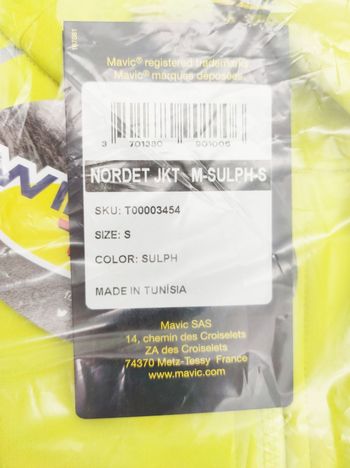 Used Mavic Nordet Winter Cycling Jacket Size S Color Yellow (Sulfur) bike — image 17 of 17