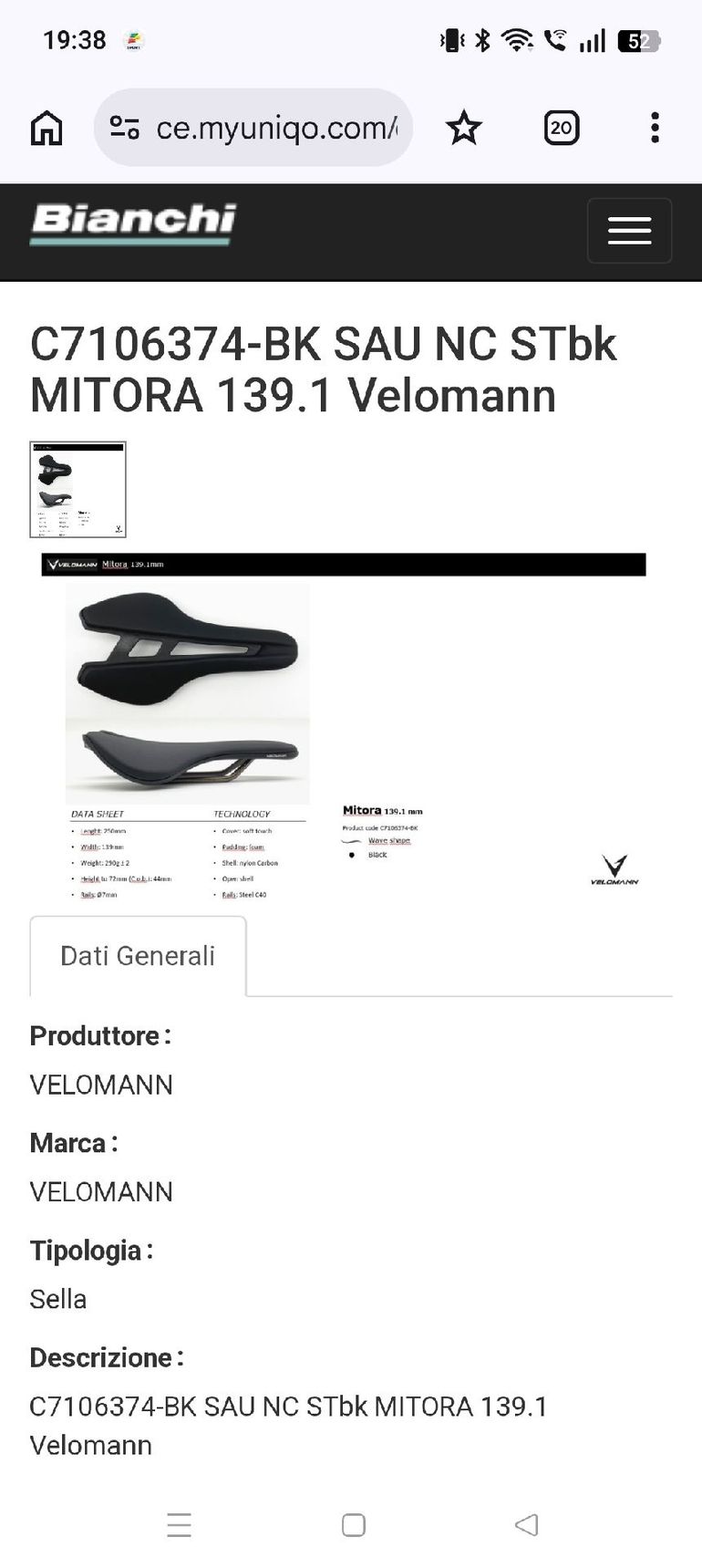 Velomann Mitora 139 Saddle 2025