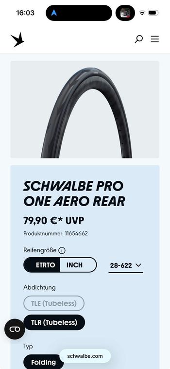 Used Schwalbe Pro One Aero 2025 bike — image 3 of 4