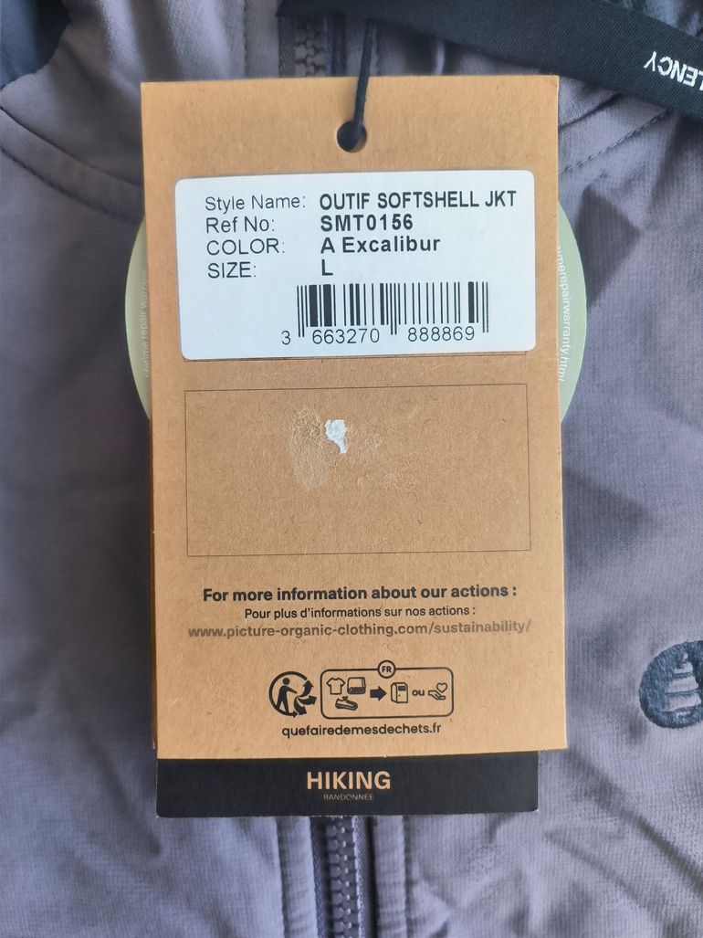Used Picture Organic Clothing Veste Softshell Outif bike — image 6 of 6