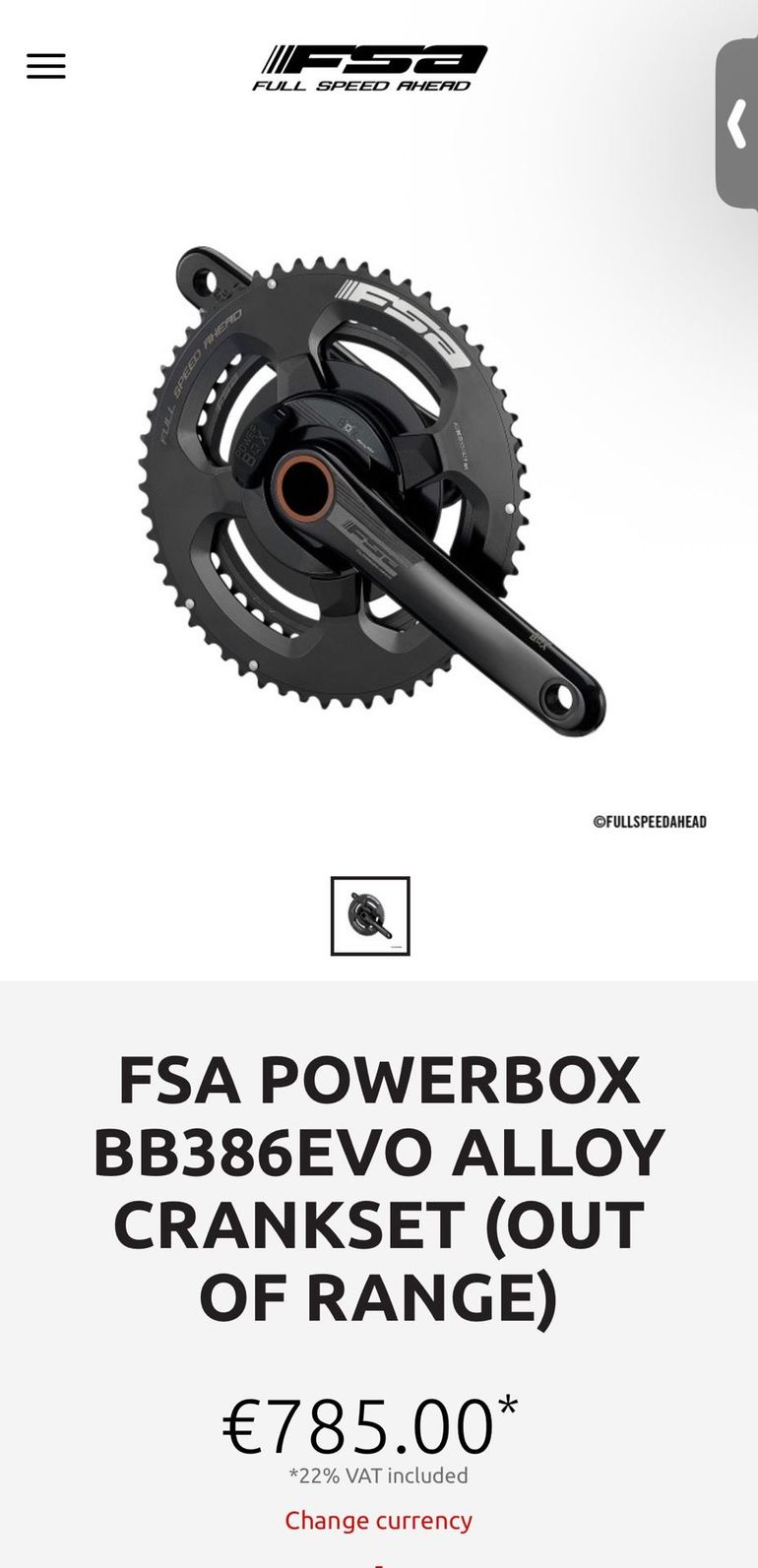Used Fsa Powermeter Crankset bike — image 1 of 4