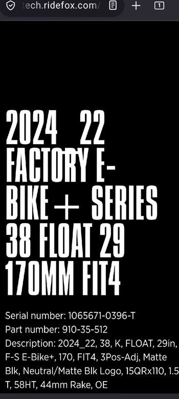 Used Fox 38 Factory FIT4 170MM E-BIKE 2023 bike — image 6 of 6