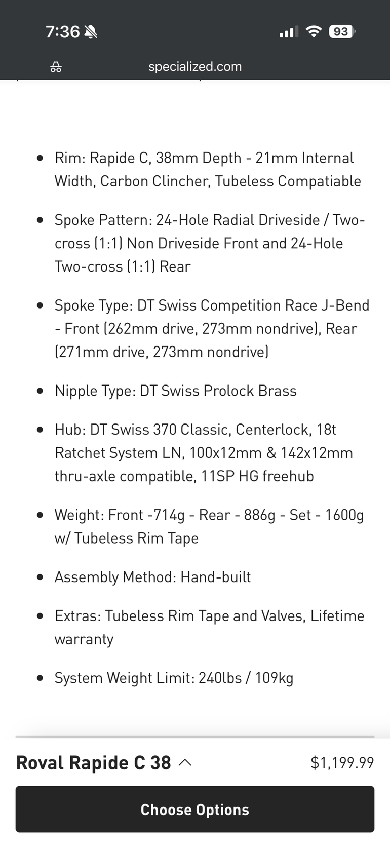 Used Specialized Roval Rapide C 38 Wheelset bike — image 8 of 8