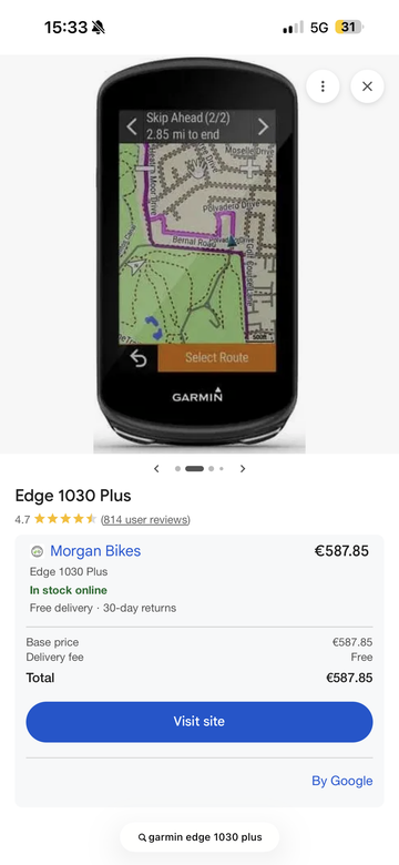 Brugt Garmin Edge 1030 Plus GPS Cycling Computer 2023 Cycling Accessories