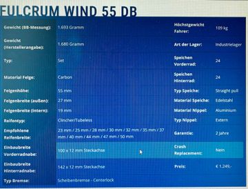Brugt Fulcrum Wind 55 DB SRAM xdr 2024 bike — billede 5 af 6