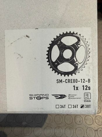 Used Shimano CHAINRING. 38T. 1x12S. SM-CRE80-12-B bike — image 4 of 8