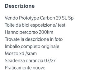 Used PROTOTYPE CARBON TEAM SP 29 Ruote 2025 bike — image 4 of 6