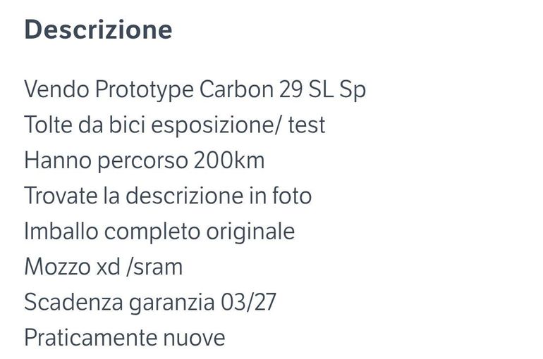 Used PROTOTYPE CARBON TEAM SP 29 Ruote 2025 bike — image 4 of 6