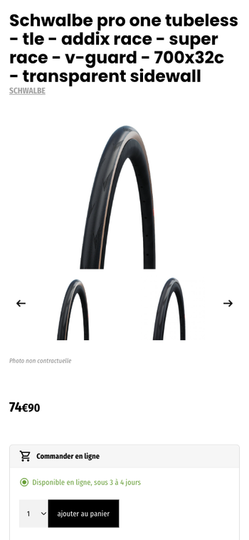Used Schwalbe Pro One 32-622 Tubeless Ready bike