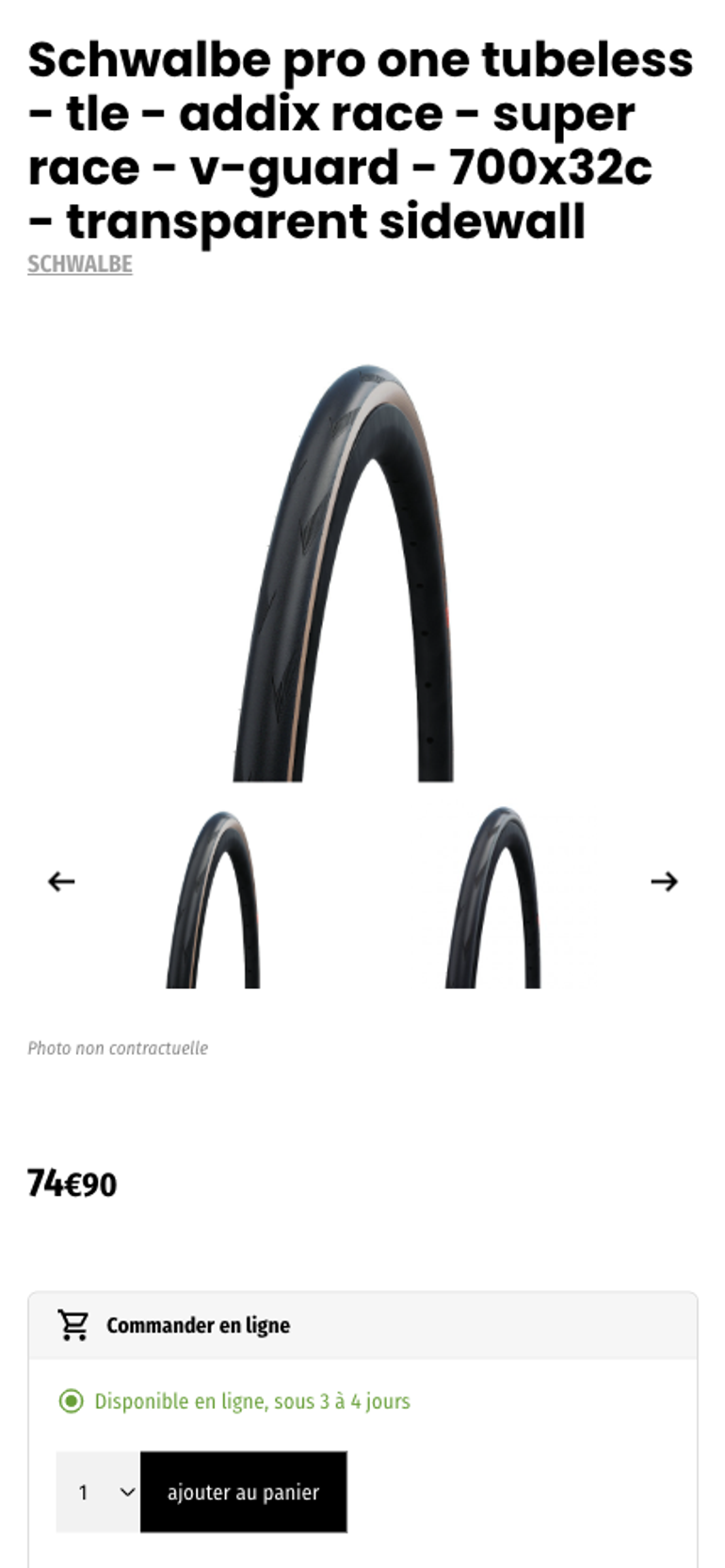 Used Schwalbe Pro One 32-622 Tubeless Ready bike — image 1 of 2