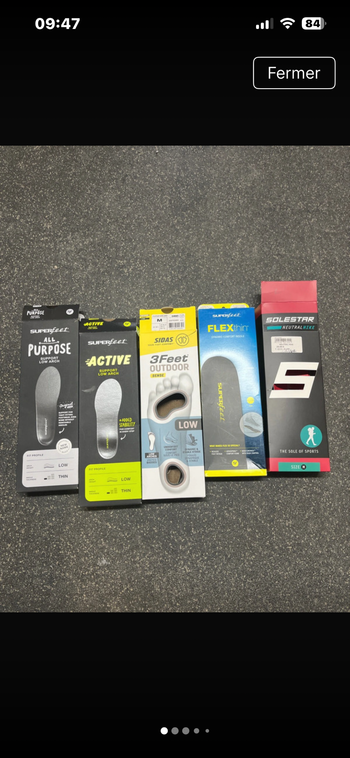 Sidas, Lot de 6 P semelles orthopédiques plantaires sport 42/43
