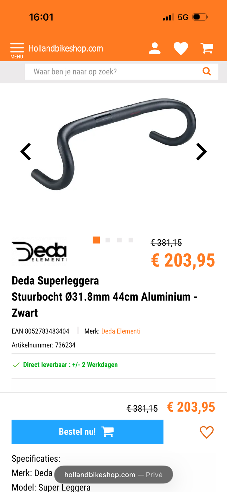 Used Deda Elementi Superleggera Carbon Handlebar 2025 bike — image 8 of 8