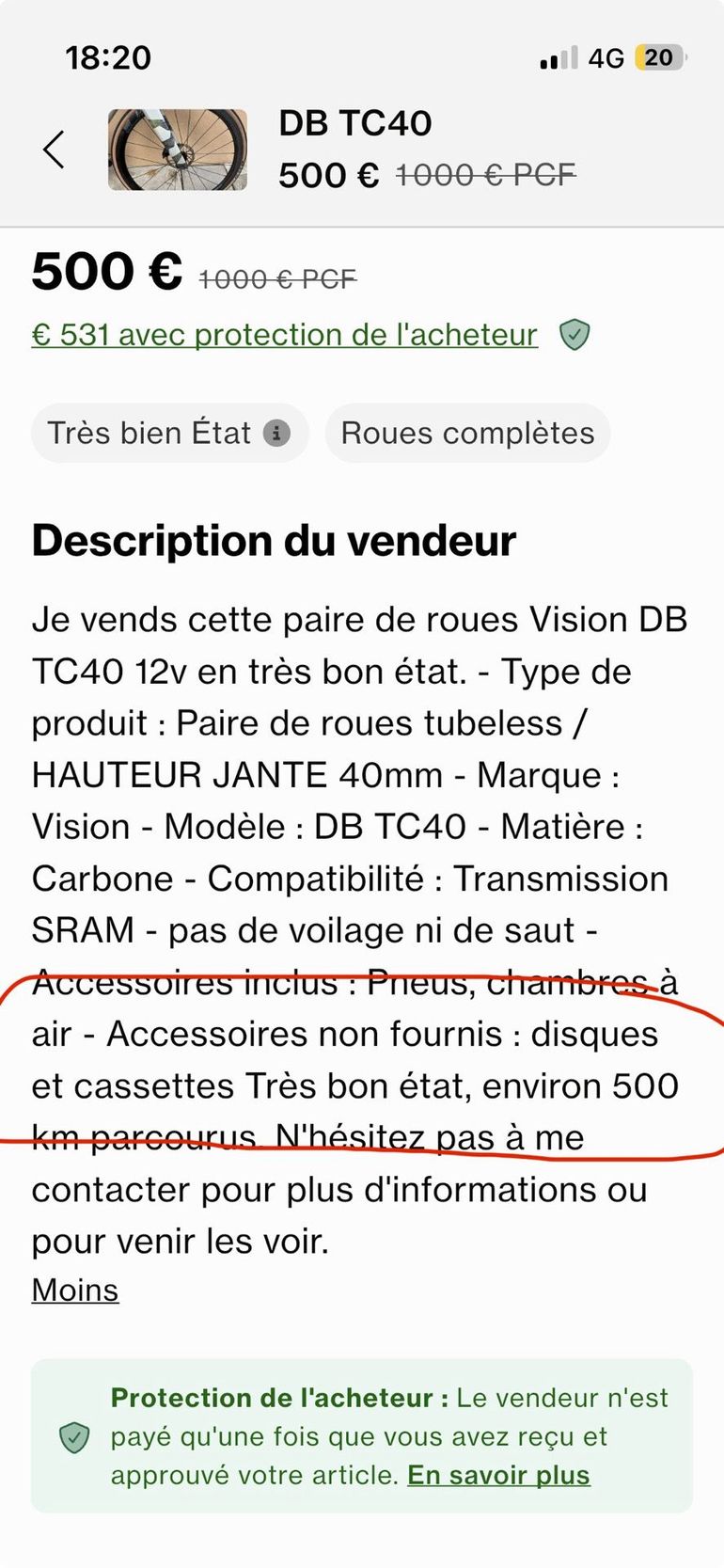 Used Vision DB TC40 bike — image 7 of 7