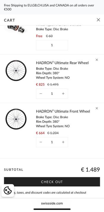 Used Swiss Side Hadron³ Ultimate 380 Carbon 2025 bike — image 12 of 12